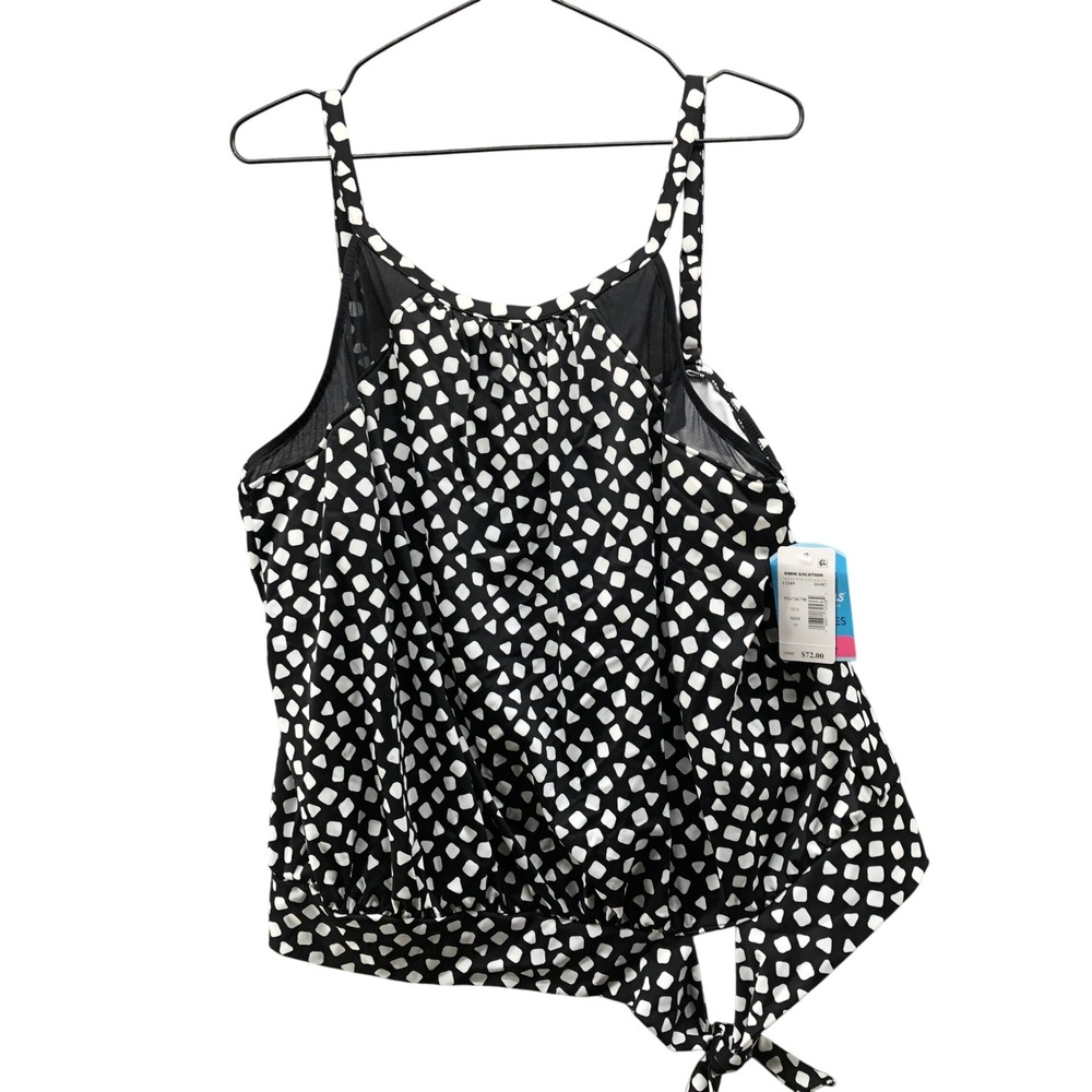 NWT Swim Solutions Blouson Tankini Top Womens 18 Black White Polka Dot High Neck